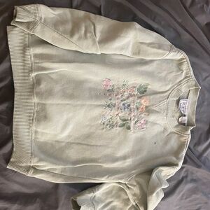 Green Floral Embroidered Sweatshirt